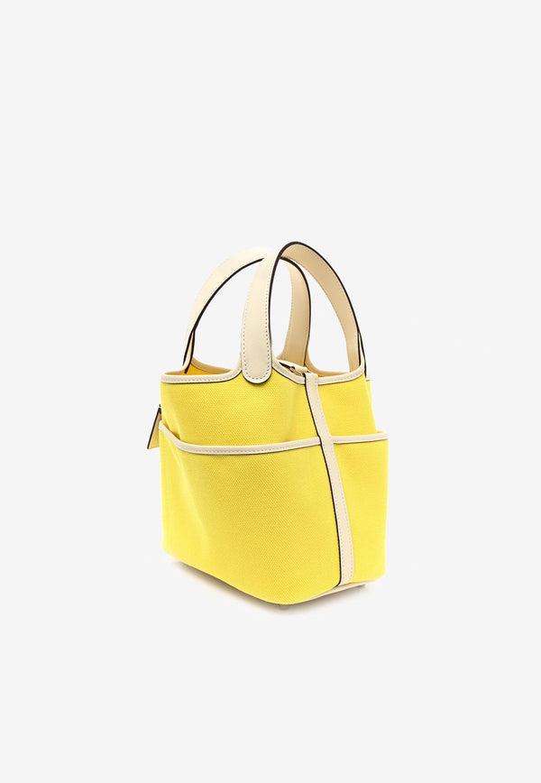 Hermès Picotin Cargo 18 in Juane Citron Toile Goeland and Nata Swift with Palladium Hardware