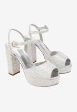 Le Silla Prince 110 Crystal Embellished Platform Sandals Silver 9312N070R4PPBUR 985