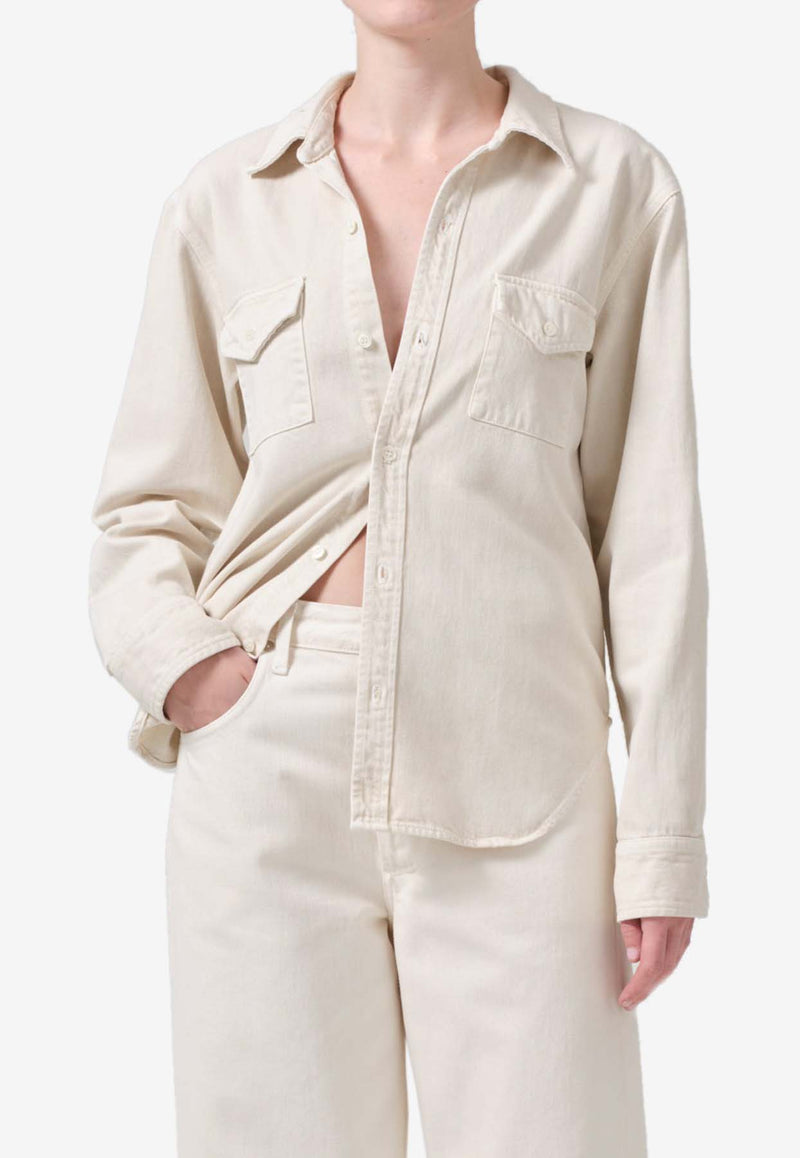 Citizens of Humanity Baby Shay Button-Up Shirt Cream 9361-3021WHITE