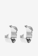 Givenchy Tape Logo Hoop Earrings Silver BF116 5F003-723