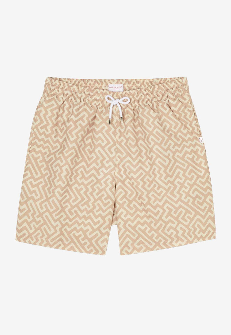 Derek Rose Tropez Geometric Print Swim Shorts Sand 9761-TROP016SANSAND