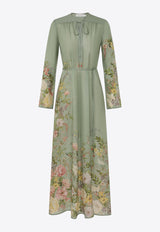 Zimmermann Waverly Billow Floral Maxi Dress Green 9820DSS243GREEN