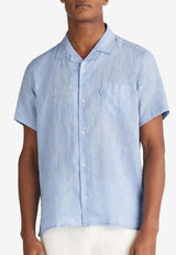 Derek Rose Monaco Short-Sleeved Linen Shirt Light Blue 9825-MONA001BLUBLUE