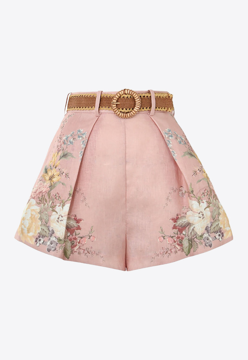 Zimmermann Waverly High-Waist Tuck Shorts Pink 9921ASS243PINK