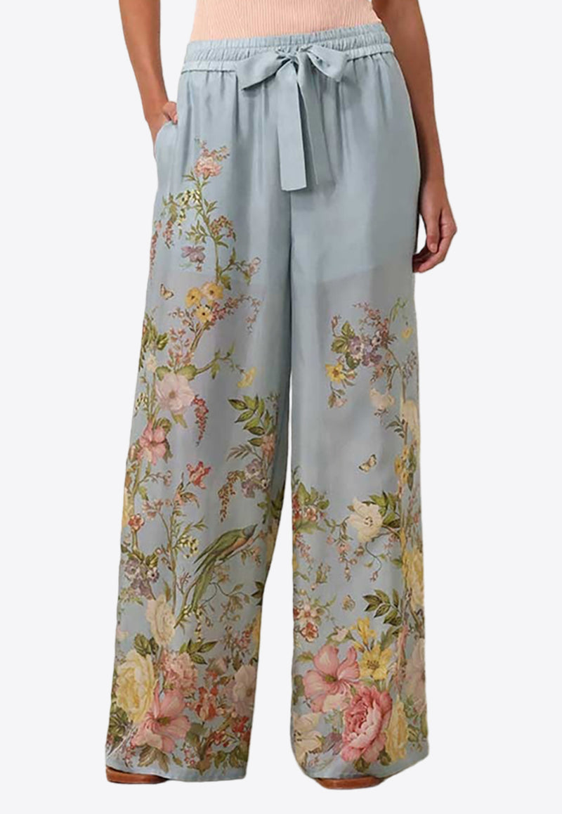 Zimmermann Waverly Floral Silk Pants Blue 9924PSS243BLUE