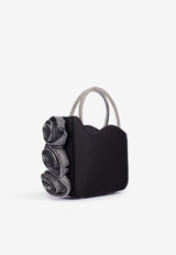 Le Silla Mini Ivy Crystal Roses Top Handle Bag 9930ABAGXXXXSAT 691 Black