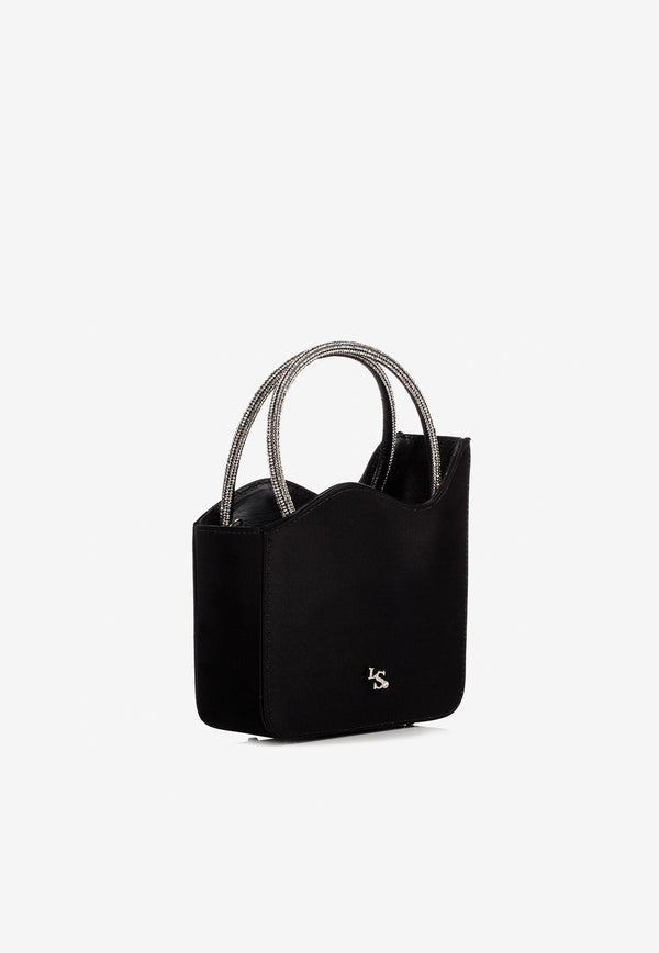 Le Silla Mini Ivy Crystal Satin Top Handle Bag Black 9981UBAGXXXXSAT 294