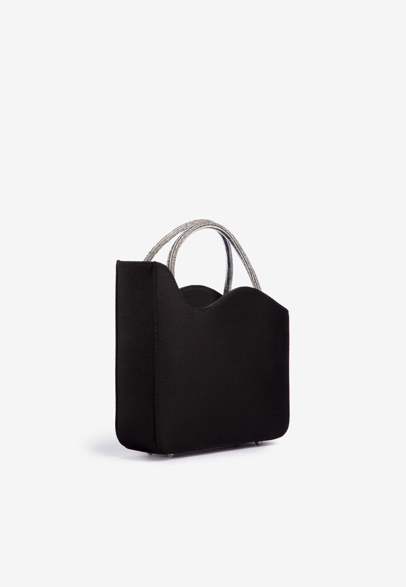Le Silla Small Ivy Crystal Satin Top Handle Bag Black 9992ZBAGXXXXSAT 294