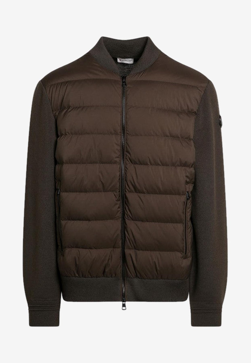 Moncler Logo Patch Zip-Up Down Jacket Brown 9B00015M1131/R_MONCL-243