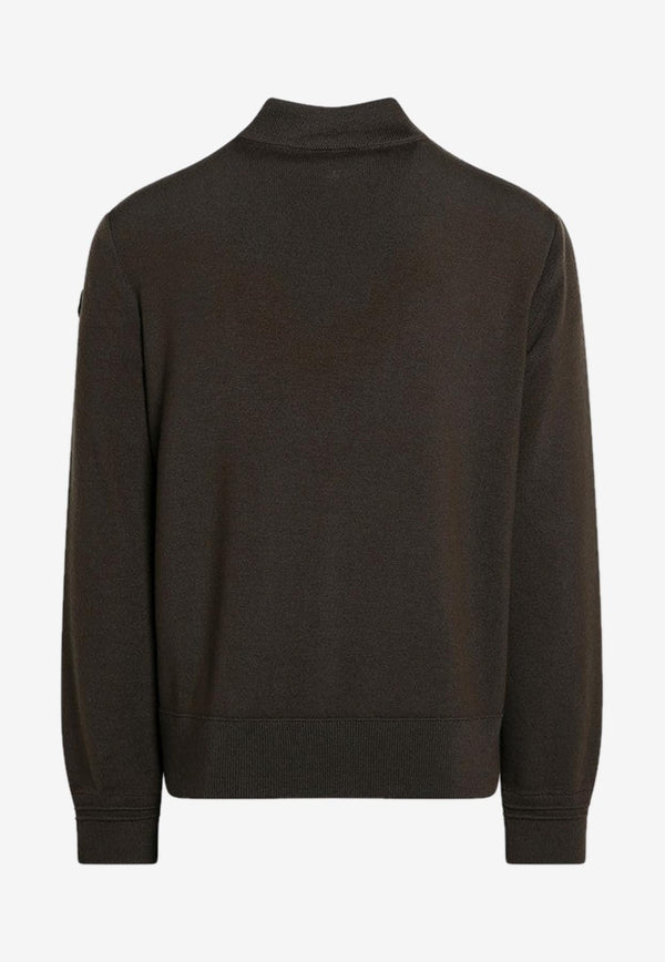 Moncler Logo Patch Zip-Up Down Jacket Brown 9B00015M1131/R_MONCL-243