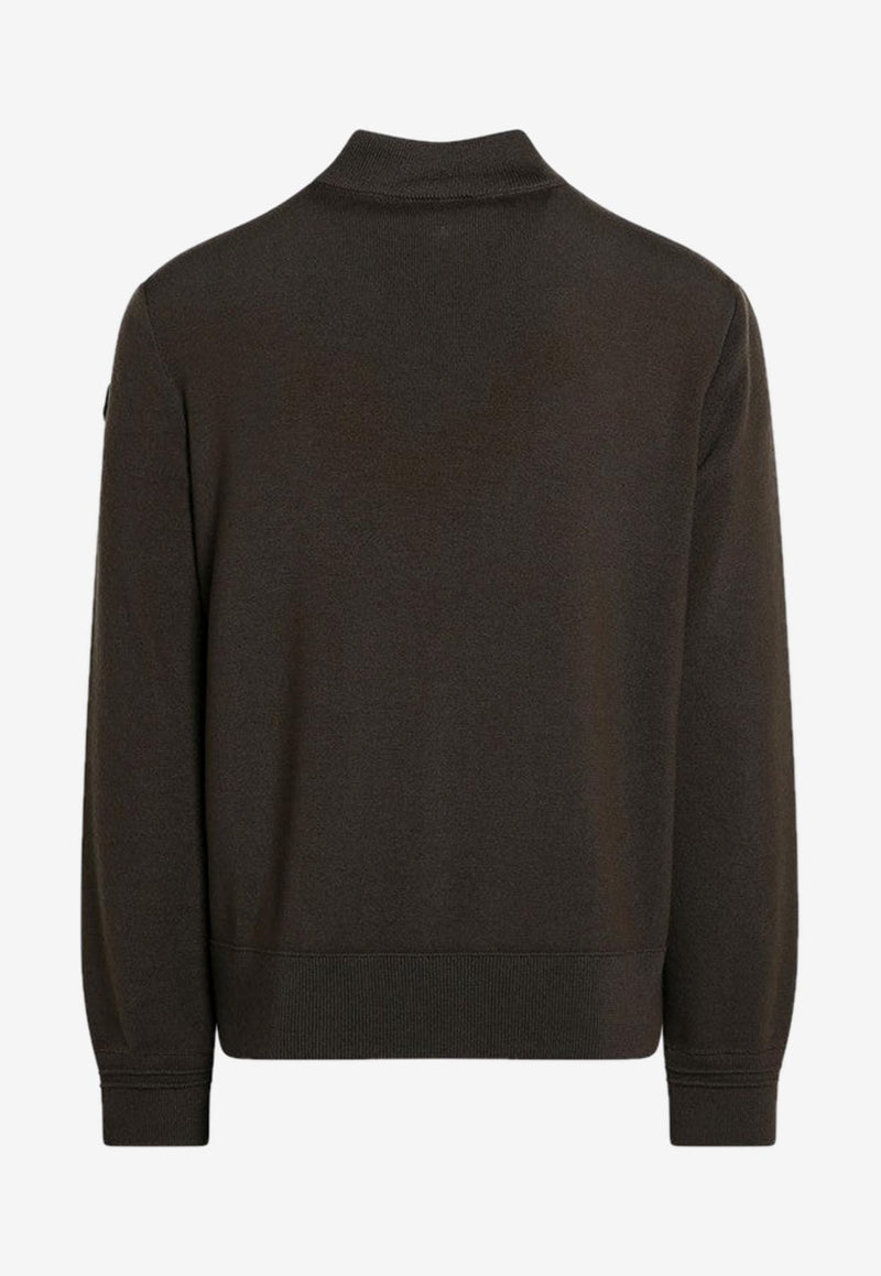 Moncler Logo Patch Zip-Up Down Jacket Brown 9B00015M1131/R_MONCL-243