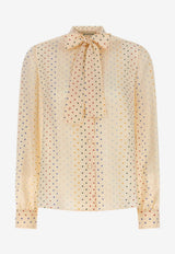 Valentino Starry Long-Sleeved Blouse Cream 9B3AB8L6ABT CVT