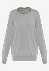 Valentino Sparkling Crystals Sweater Gray 9B3KC74PA9Y 094