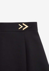 Valentino VGold Crepe Couture Midi Skirt Black 9B3RAFD51CF 0NO