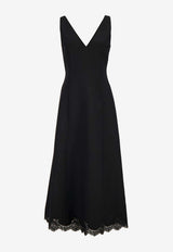 Valentino V-neck Crepe Couture Midi Dress Black 9B3VAL051CF 0NO