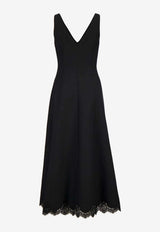 Valentino V-neck Crepe Couture Midi Dress Black 9B3VAL051CF 0NO