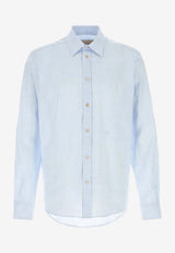 Valentino Long-Sleeved Linen Shirt Light Blue 9V3ABS81BH3 0DV