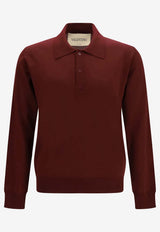 Valentino VLogo Wool Polo Sweater Maroon 9V3KP04UBH9 697