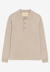 Valentino VLogo Wool Polo Sweater Taupe 9V3KP05CBLY 095