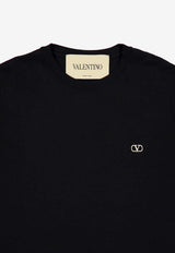 Valentino VLogo Embroidered T-shirt Black 9V3MG10VBMM 0NO