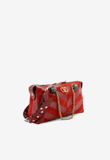 Valentino Panthea Suede and Leather Crossbody Bag Red 9W2B0S70DED AQS