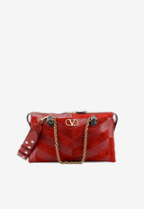 Valentino Panthea Suede and Leather Crossbody Bag Red 9W2B0S70DED AQS
