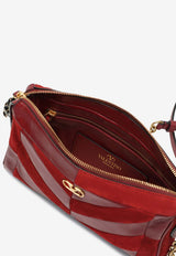Valentino Small Panthea Leather and Suede Shoulder Bag Red 9W2B0S99DED AQS