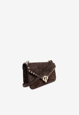 Valentino Small Rockstud Suede Shoulder Bag Brown 9W2B0T76KQQ 0TO