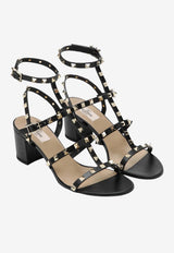 Valentino Rockstud 60 Calfskin Cage Sandals Black 9W2S0491VBP 0NO