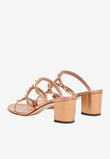 Valentino Rockstud 60 Sandals in Laminated Leather Gold 9W2S0C47QKH 3UM