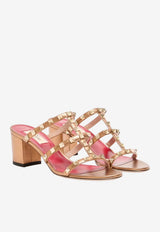 Valentino Rockstud 60 Sandals in Laminated Leather Gold 9W2S0C47QKH 3UM