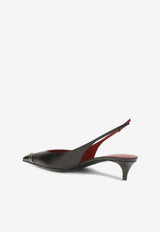 Valentino VLogo 35 Cap-Toe Slingback Pumps Black 9W2S0QB8YEA 0NO