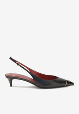Valentino VLogo 35 Cap-Toe Slingback Pumps Black 9W2S0QB8YEA 0NO