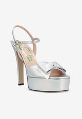 Valentino Bowwow 130 Laminated Leather Platform Sandals Silver 9W2S0QC5KDR S13