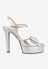 Valentino Bowwow 130 Laminated Leather Platform Sandals Silver 9W2S0QC5KDR S13
