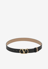 Valentino Reversible VLogo Signature Leather Belt Black 9W2T0SQ3ZDM DVW