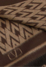 Valentino Logo Jacquard Silk Scarf Brown 9Y2EN00GHBS O64