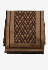 Valentino Logo Jacquard Silk Scarf Brown 9Y2EN00GHBS O64