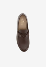 Valentino VLogo Signature Leather Loafers Brown 9Y2S0O03AKL BZV