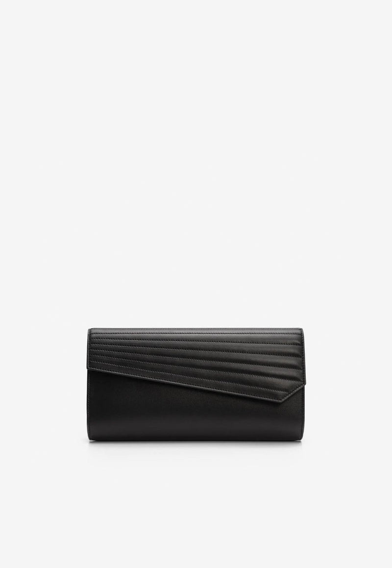 PINEL et PINEL Large Janis Leather Clutch Bag Black A-00062_BLACK