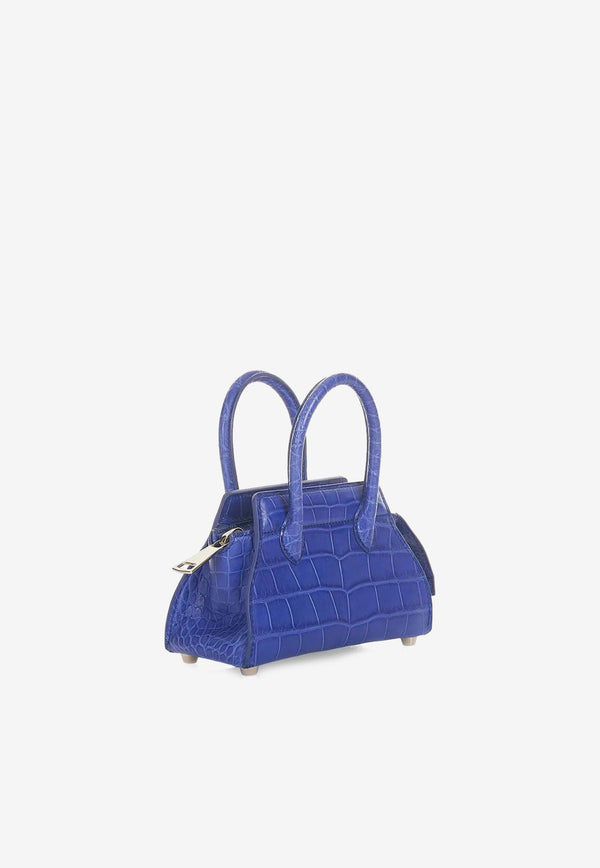 PINEL et PINEL Mini Patti Croc-Embossed Leather Top Handle Bag Blue A-00137_BLUE