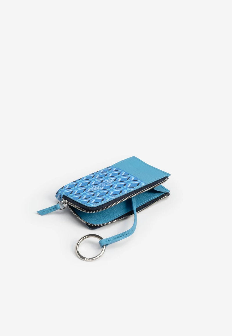 PINEL et PINEL One Coated Canvas Zip Cardholder Blue A-00286_BLUE