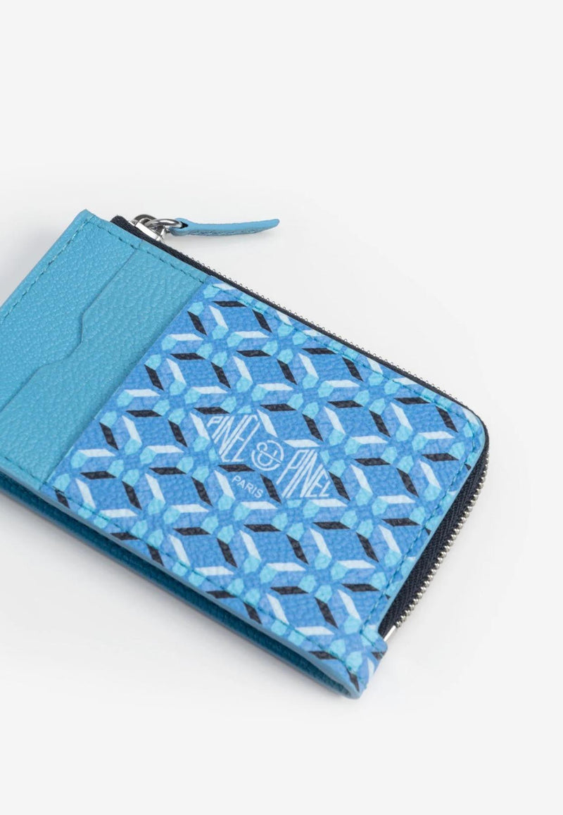 PINEL et PINEL One Coated Canvas Zip Cardholder Blue A-00286_BLUE