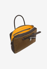 PINEL et PINEL Small Bombay Zip Coated Canvas Briefcase Bag Brown A-00652_BROWN