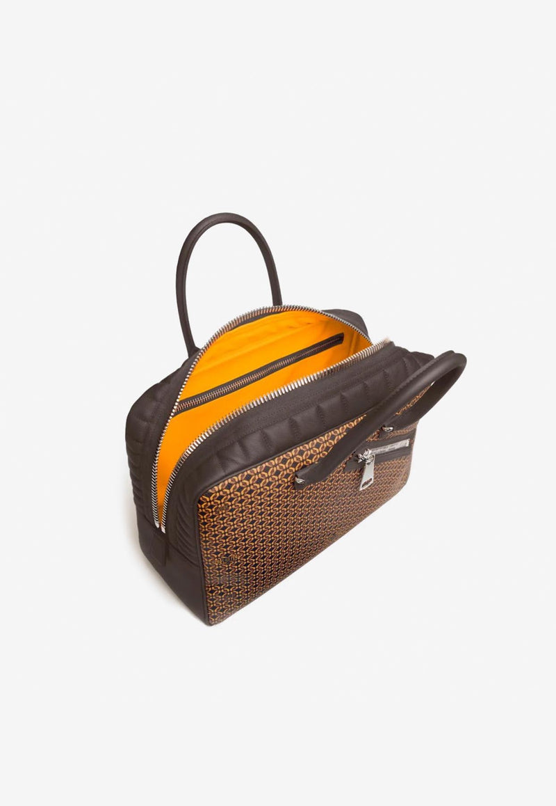 PINEL et PINEL Medium Bombay Zip Coated Canvas Week-End Bag Brown A-00672_BROWN