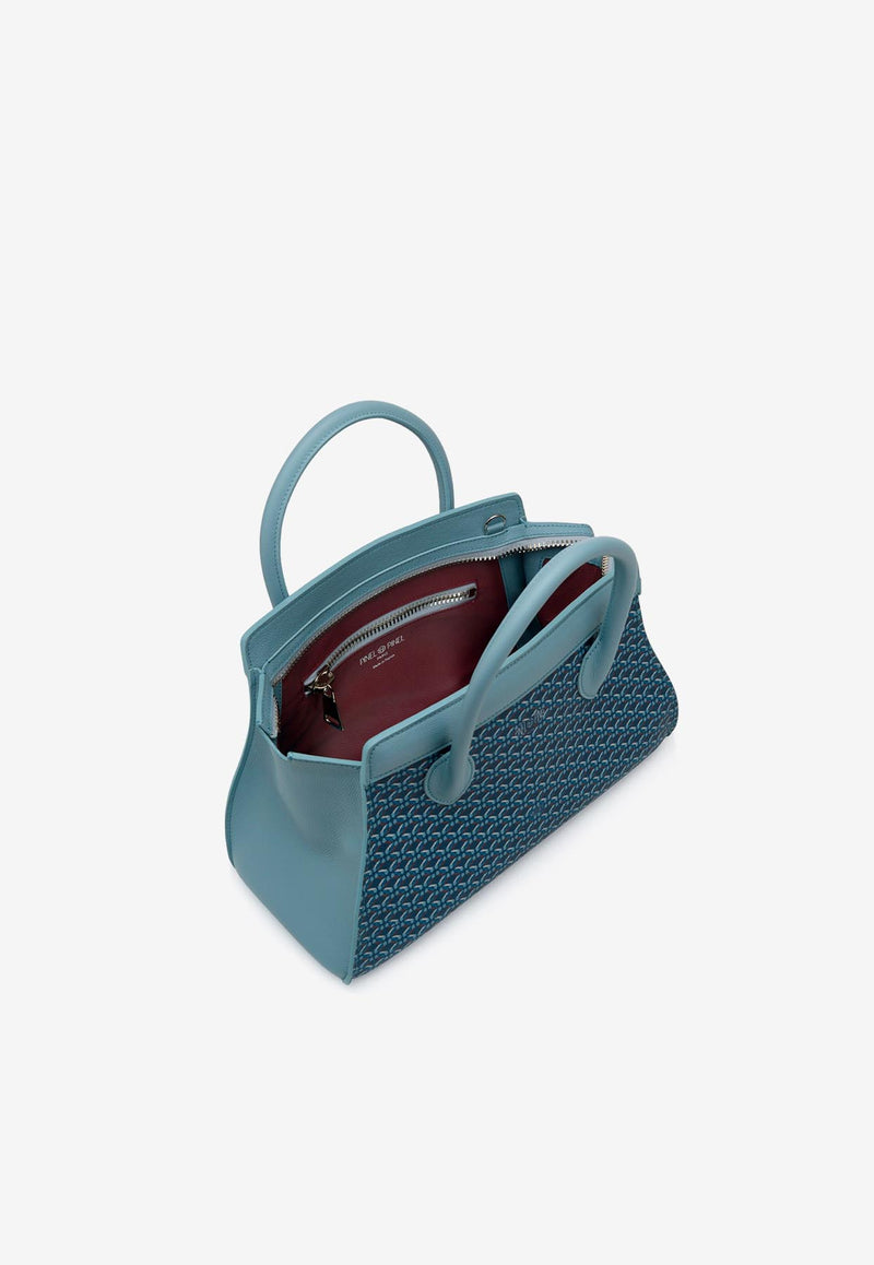PINEL et PINEL Small Patti Coated Canvas Top Handle Bag Blue A-00736_BLUE