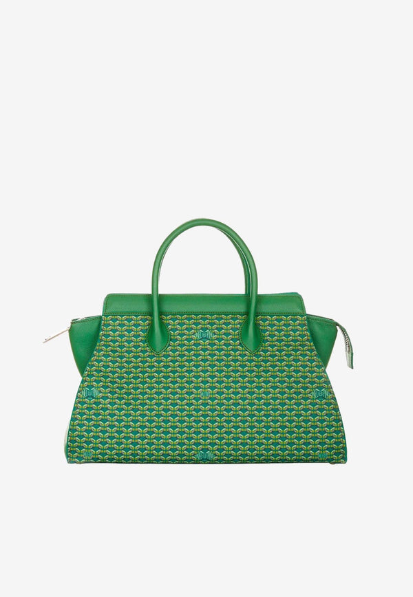 PINEL et PINEL Medium Patti Coated Canvas Top Handle Bag Emerald A-00755_EMERALD