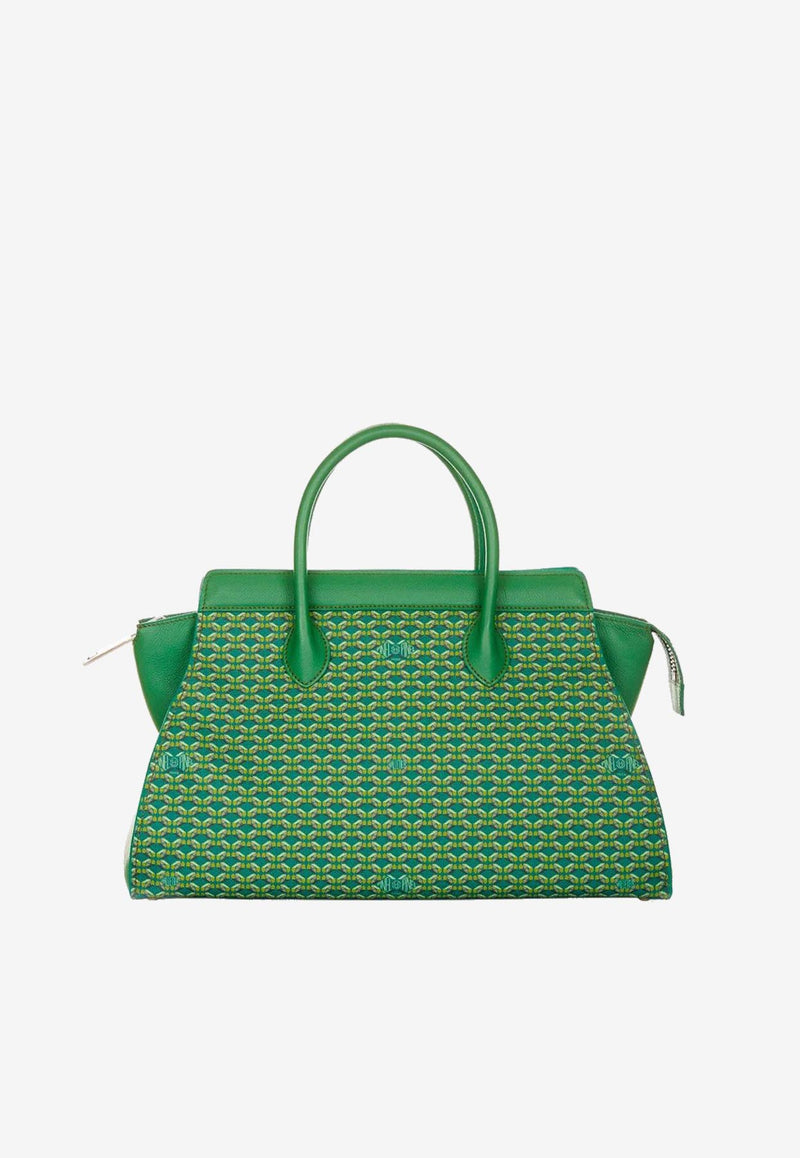 PINEL et PINEL Medium Patti Coated Canvas Top Handle Bag Emerald A-00755_EMERALD