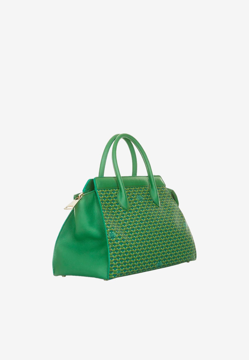 PINEL et PINEL Medium Patti Coated Canvas Top Handle Bag Emerald A-00755_EMERALD