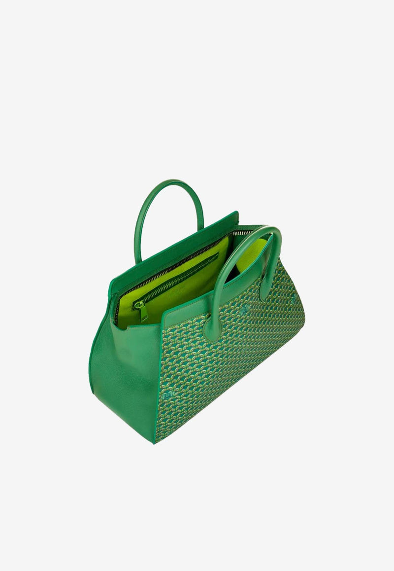 PINEL et PINEL Medium Patti Coated Canvas Top Handle Bag Emerald A-00755_EMERALD